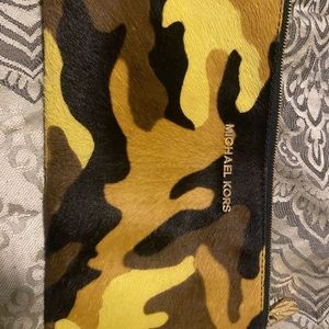 Michael Kors wristlet in faux fur, camo